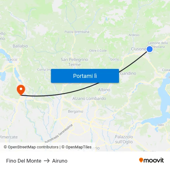Fino Del Monte to Airuno map