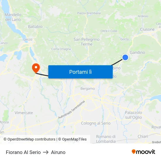Fiorano Al Serio to Airuno map
