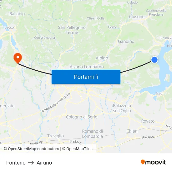 Fonteno to Airuno map