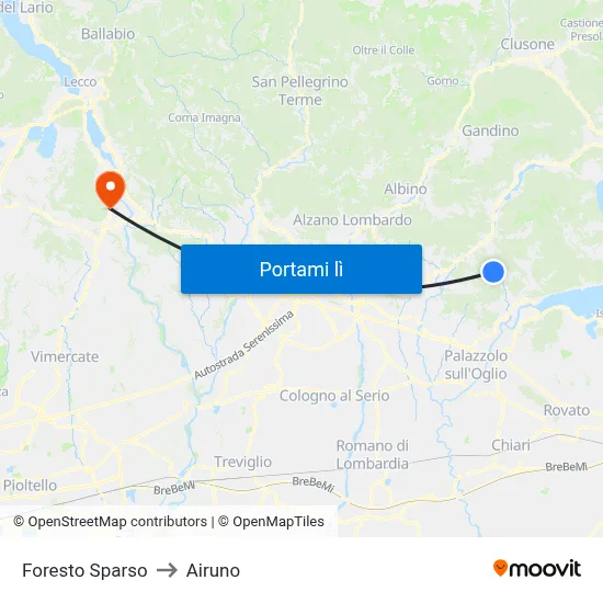 Foresto Sparso to Airuno map