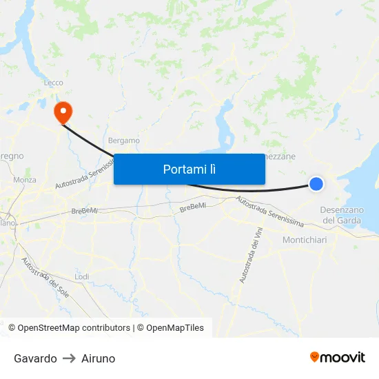Gavardo to Airuno map