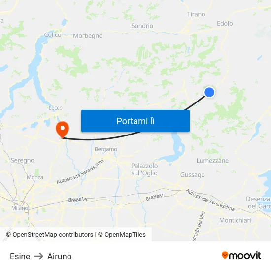 Esine to Airuno map