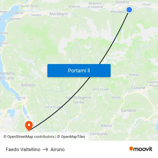 Faedo Valtellino to Airuno map