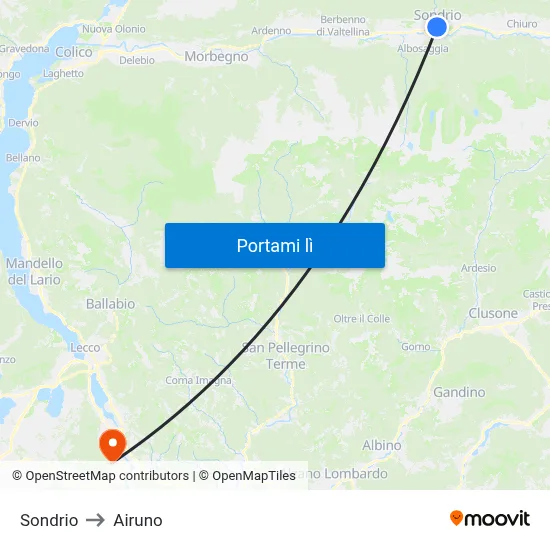 Sondrio to Airuno map