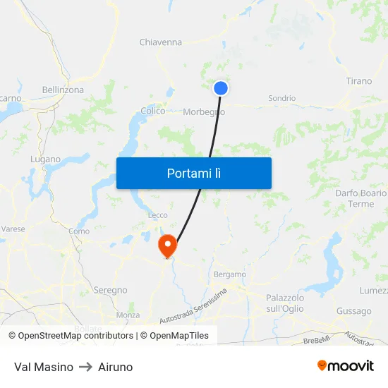 Val Masino to Airuno map