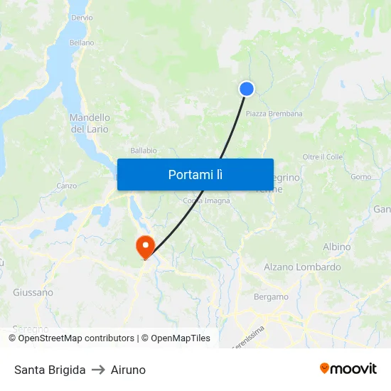 Santa Brigida to Airuno map