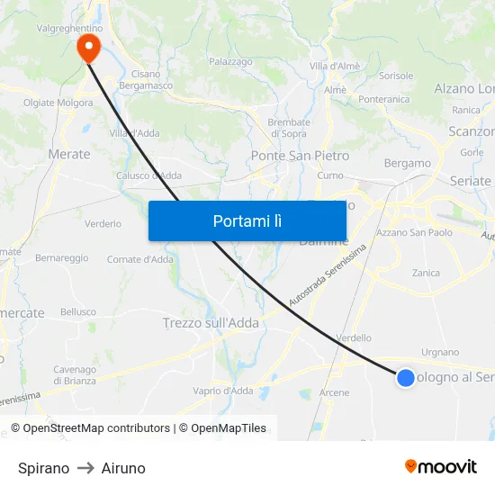 Spirano to Airuno map