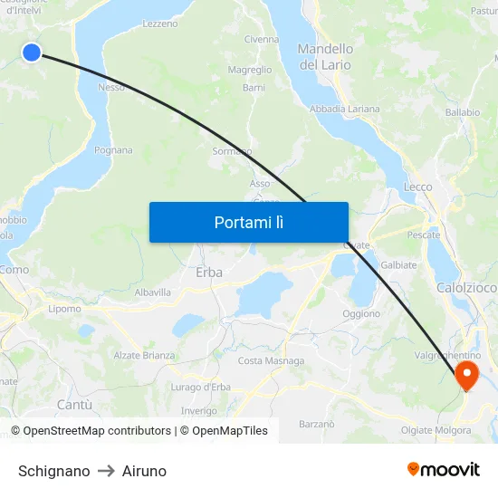 Schignano to Airuno map