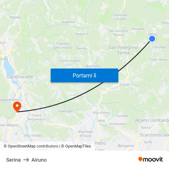 Serina to Airuno map
