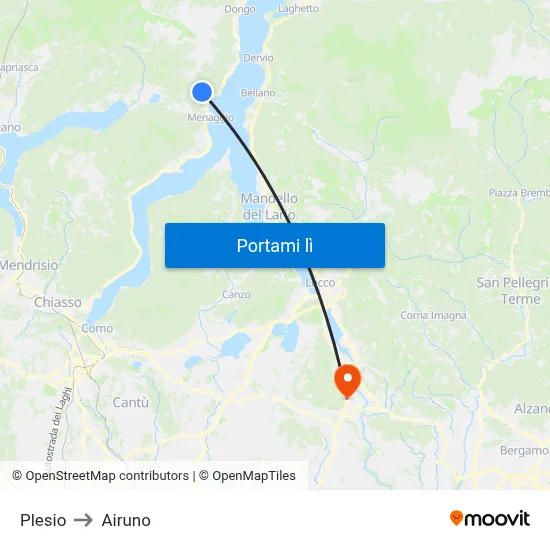 Plesio to Airuno map