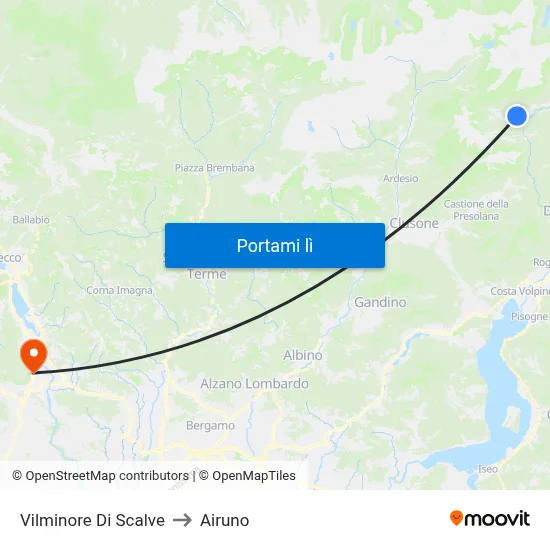 Vilminore Di Scalve to Airuno map