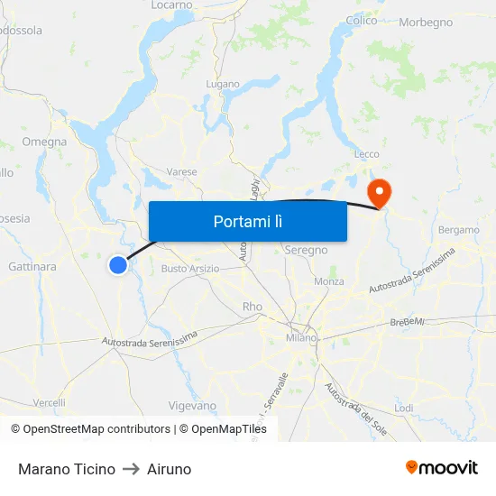 Marano Ticino to Airuno map