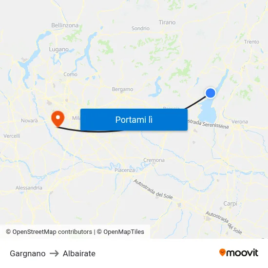 Gargnano to Albairate map