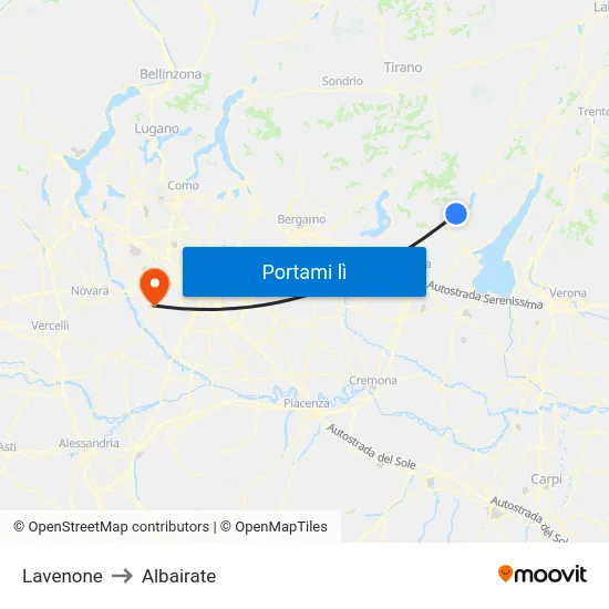 Lavenone to Albairate map