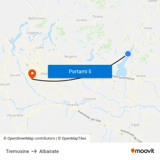 Tremosine to Albairate map