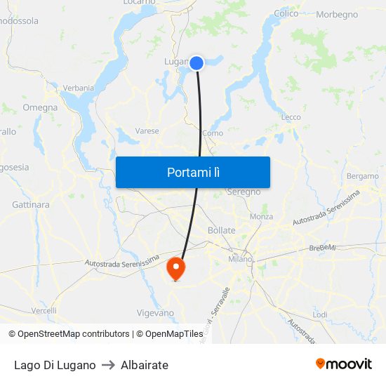 Lago Di Lugano to Albairate map