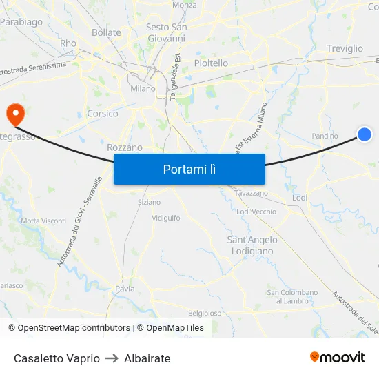 Casaletto Vaprio to Albairate map