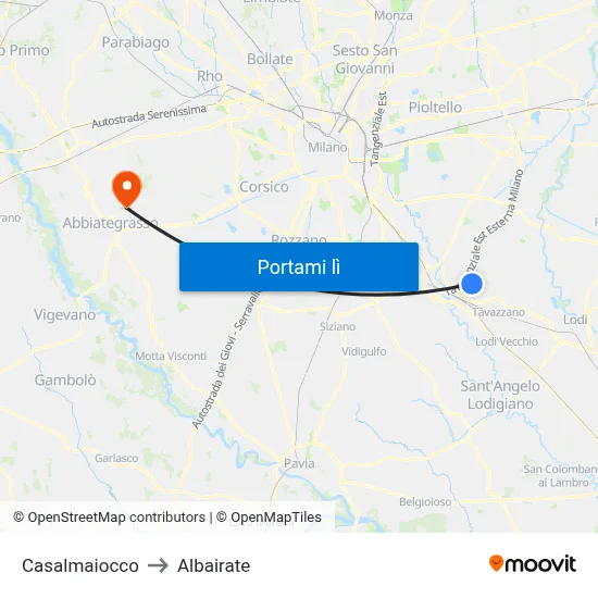 Casalmaiocco to Albairate map