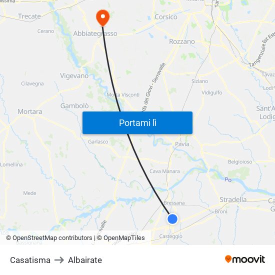 Casatisma to Albairate map