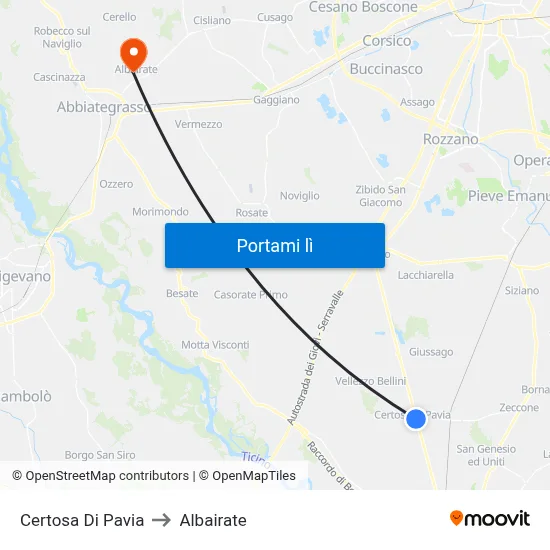 Certosa Di Pavia to Albairate map