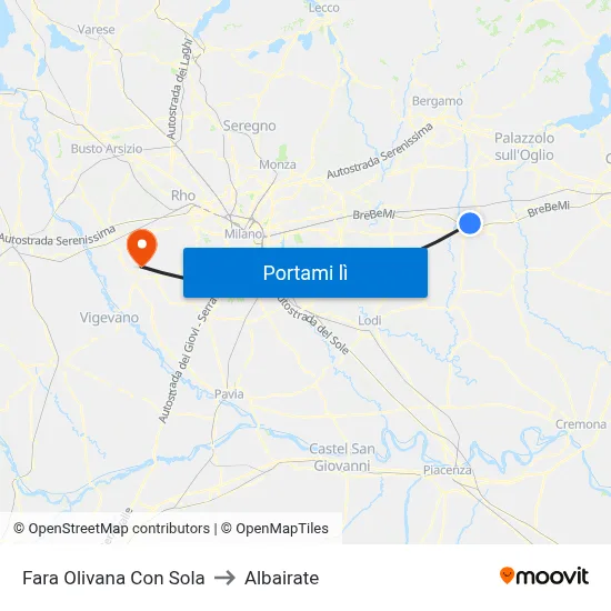 Fara Olivana Con Sola to Albairate map