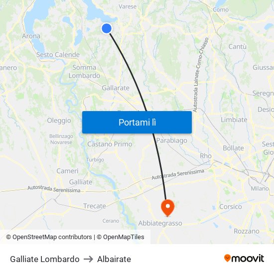 Galliate Lombardo to Albairate map