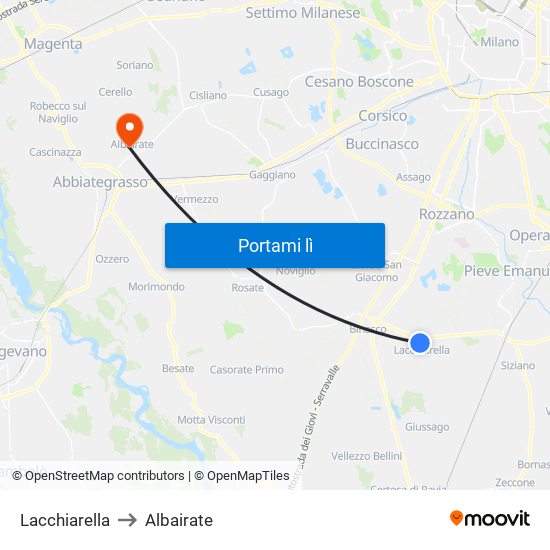 Lacchiarella to Albairate map