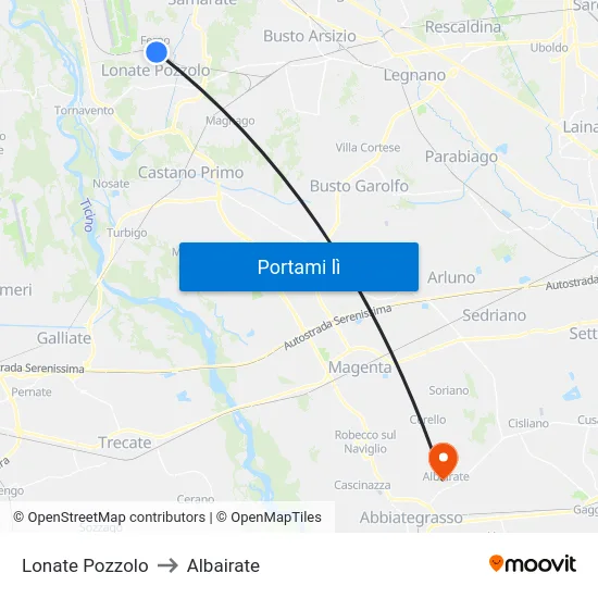 Lonate Pozzolo to Albairate map