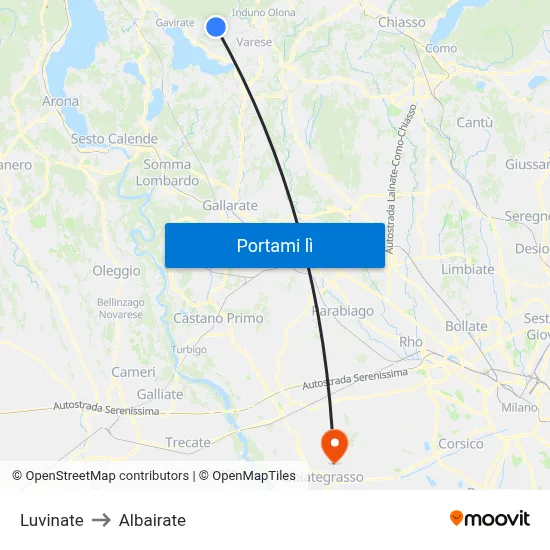 Luvinate to Albairate map