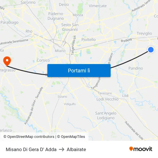 Misano Di Gera D' Adda to Albairate map