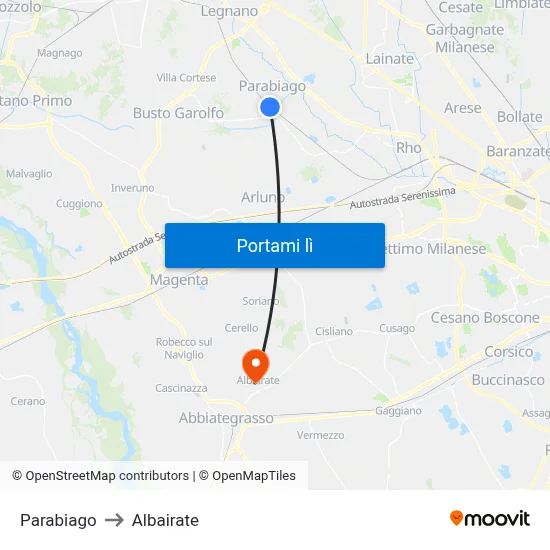 Parabiago to Albairate map