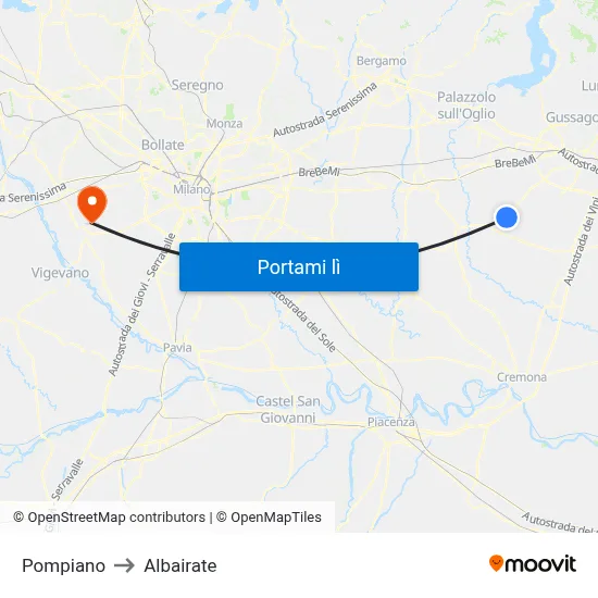 Pompiano to Albairate map