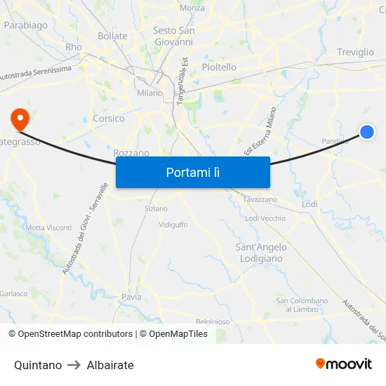 Quintano to Albairate map