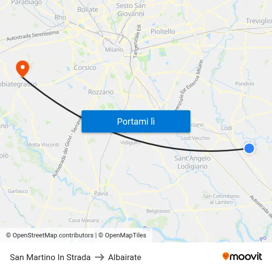San Martino In Strada to Albairate map