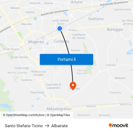 Santo Stefano Ticino to Albairate map