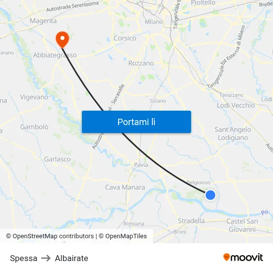 Spessa to Albairate map