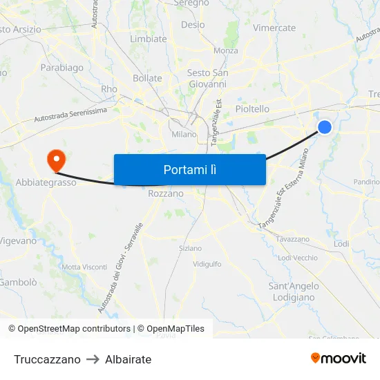 Truccazzano to Albairate map
