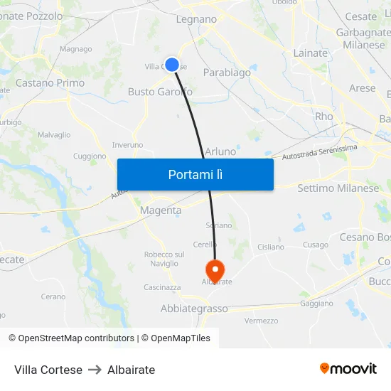 Villa Cortese to Albairate map