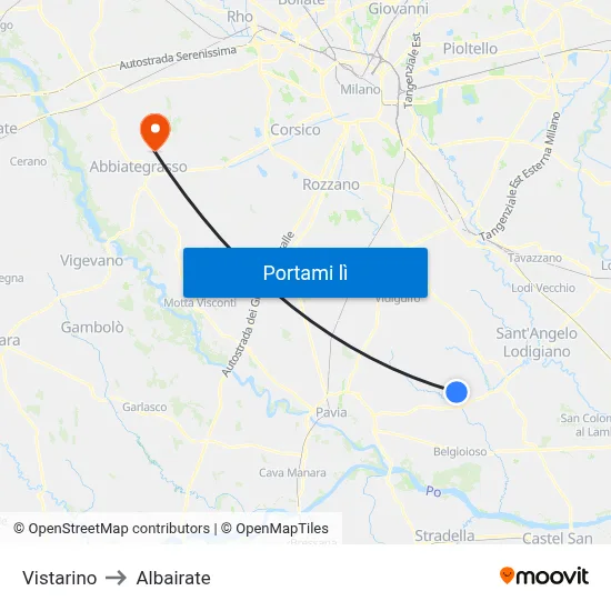 Vistarino to Albairate map
