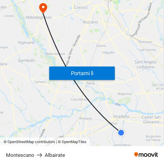 Montescano to Albairate map