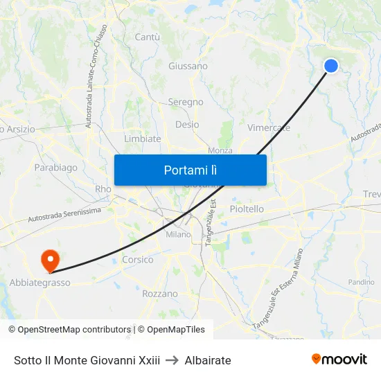 Sotto Il Monte Giovanni Xxiii to Albairate map
