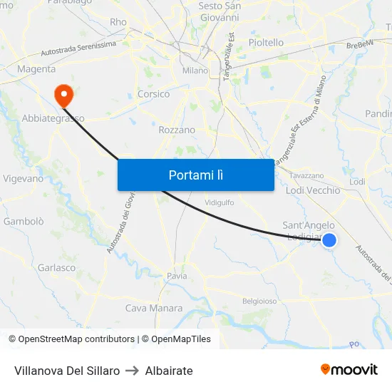 Villanova Del Sillaro to Albairate map