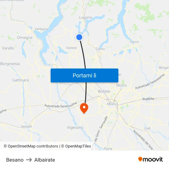 Besano to Albairate map