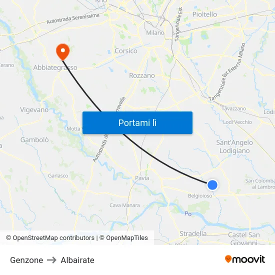 Genzone to Albairate map