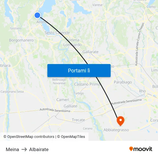 Meina to Albairate map