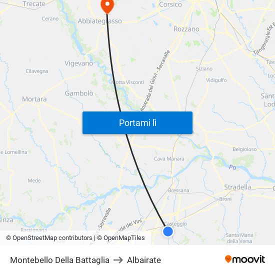 Montebello Della Battaglia to Albairate map