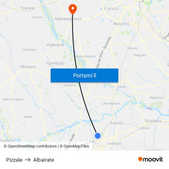 Pizzale to Albairate map