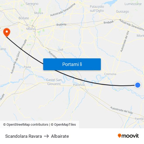 Scandolara Ravara to Albairate map