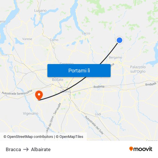 Bracca to Albairate map