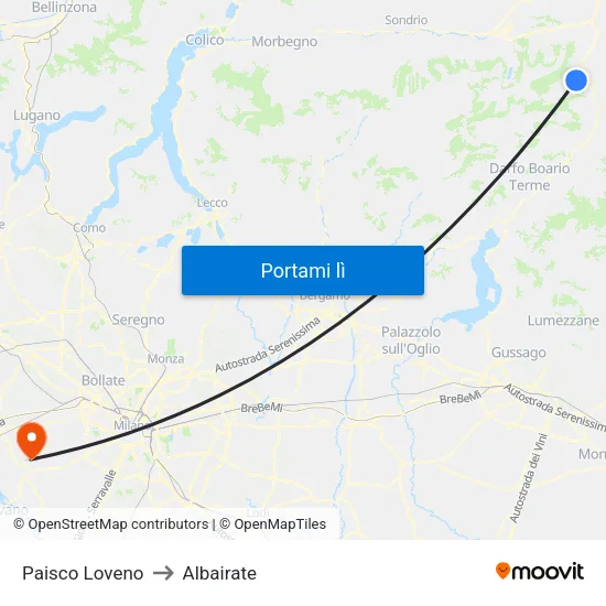 Paisco Loveno to Albairate map